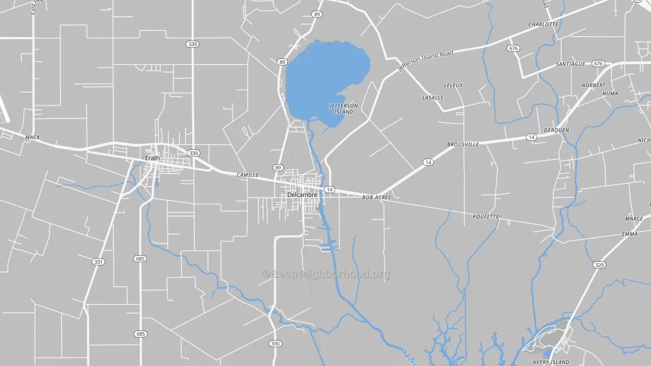 Transit Grade map of Delcambre, LA