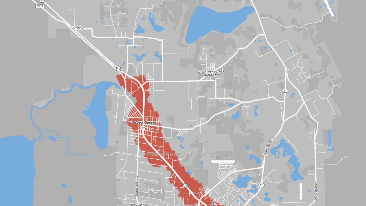 Transit Grade map of DeLeon Springs, FL