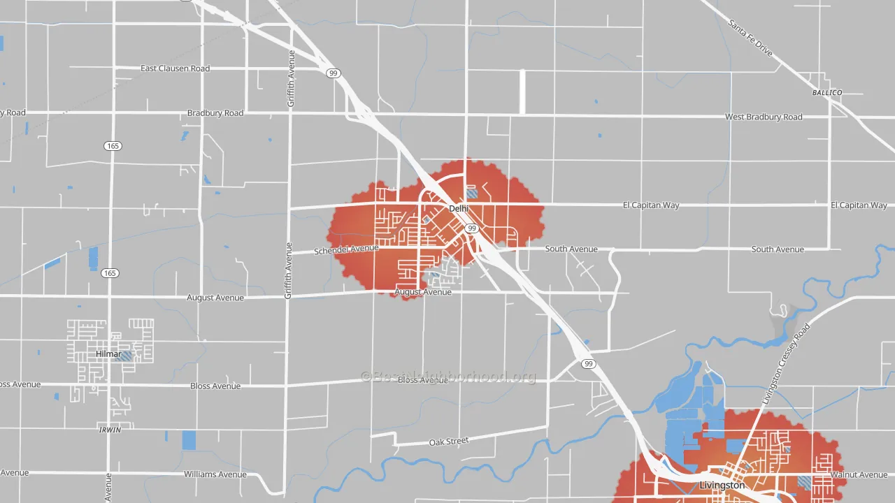 Transit Grade map of Delhi, CA