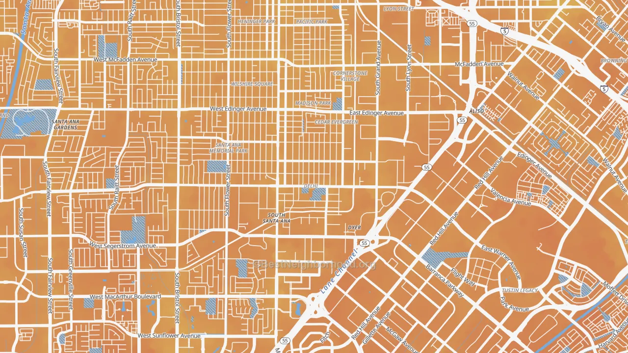 Transit Grade map of Delhi, Santa Ana, CA