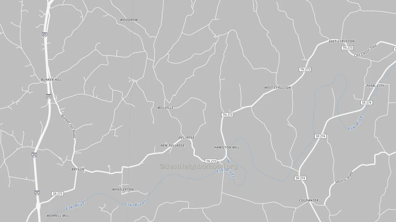 Transit Grade map of Dellrose, TN