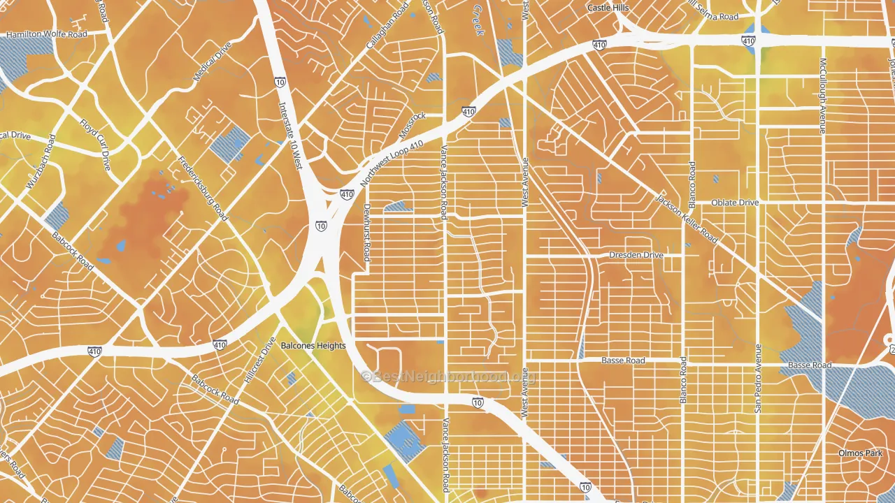 Transit Grade map of Dellview Area, San Antonio, TX