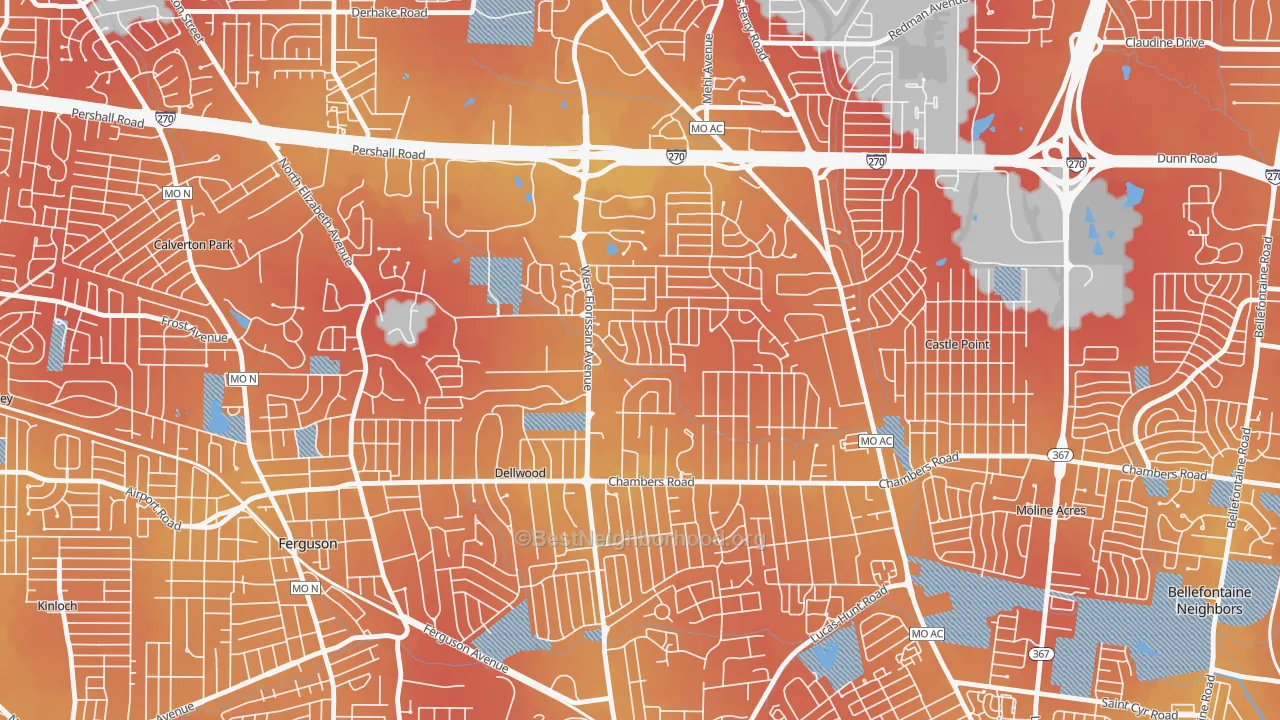 Transit Grade map of Dellwood, MO