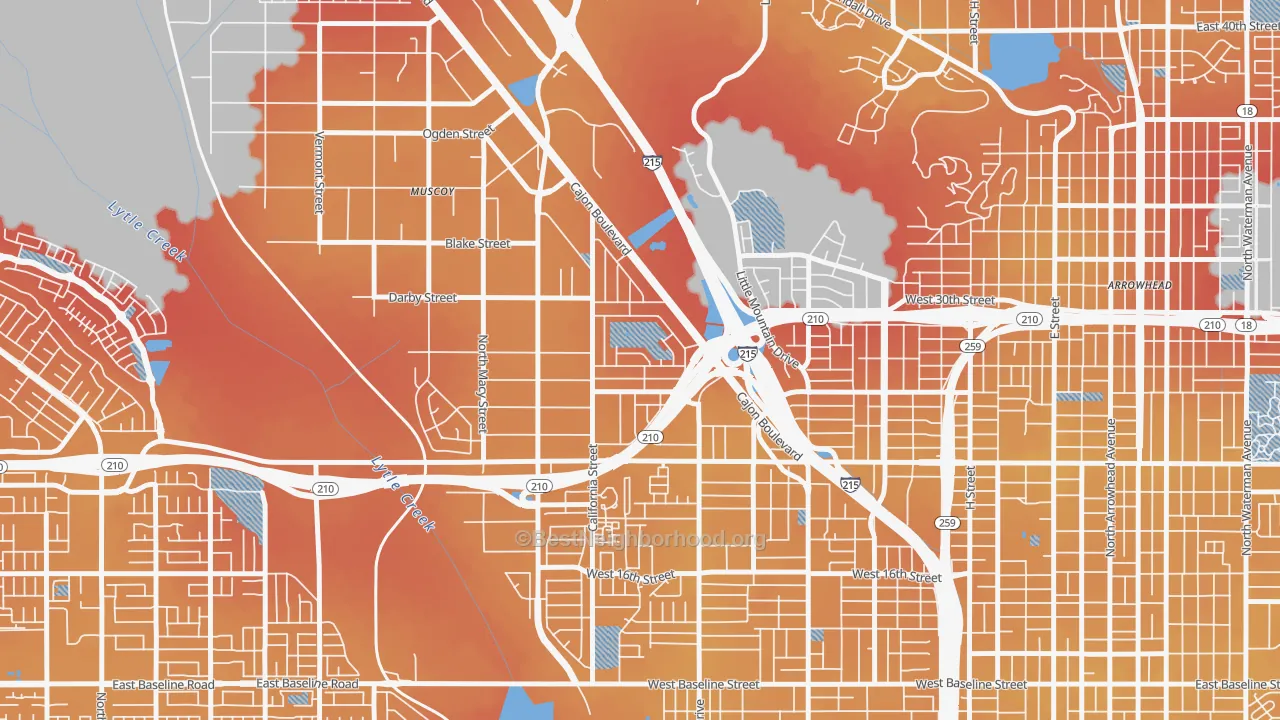 Transit Grade map of Delman, San Bernardino, CA