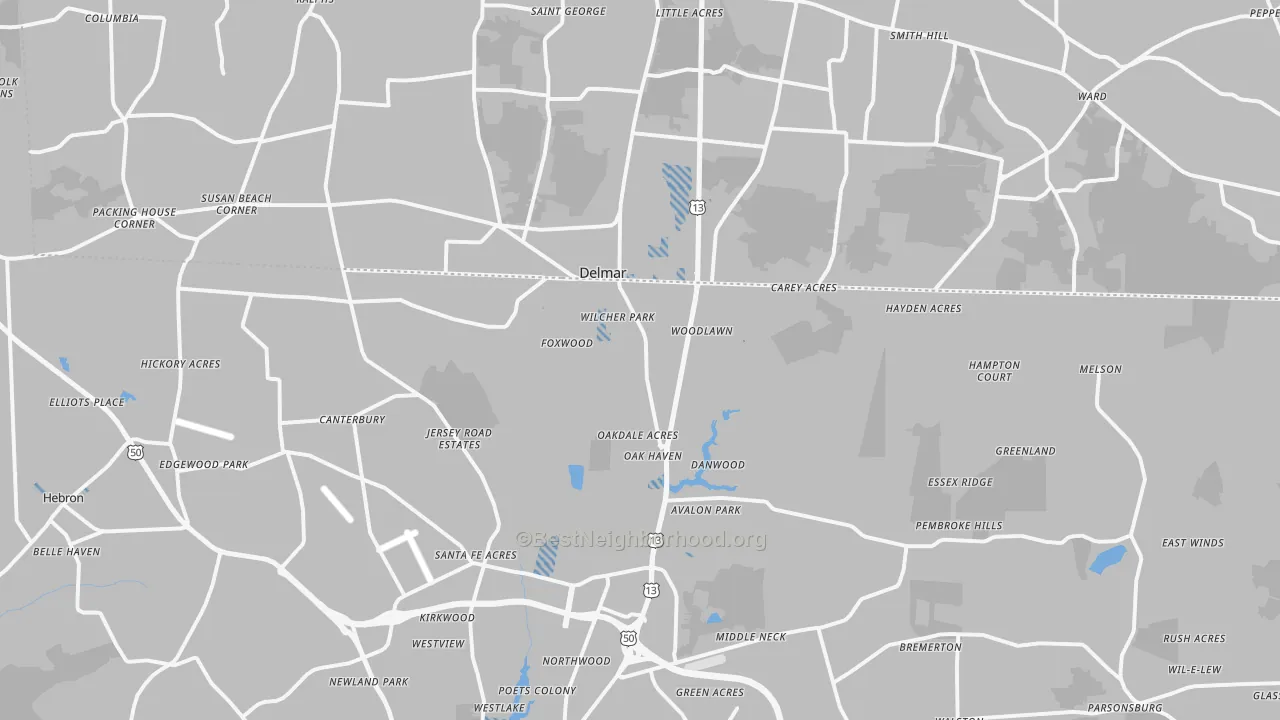 Transit Grade map of Delmar, MD