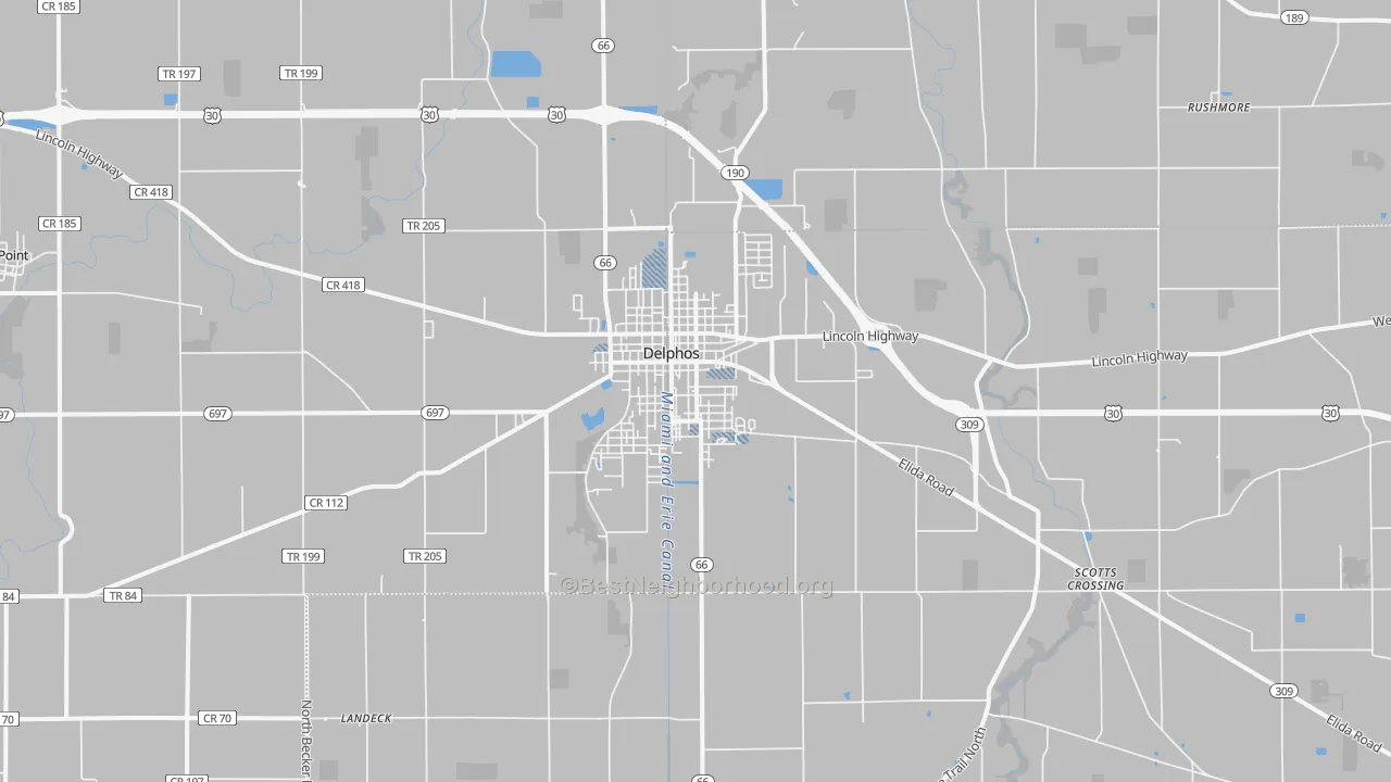 Transit Grade map of Delphos, OH