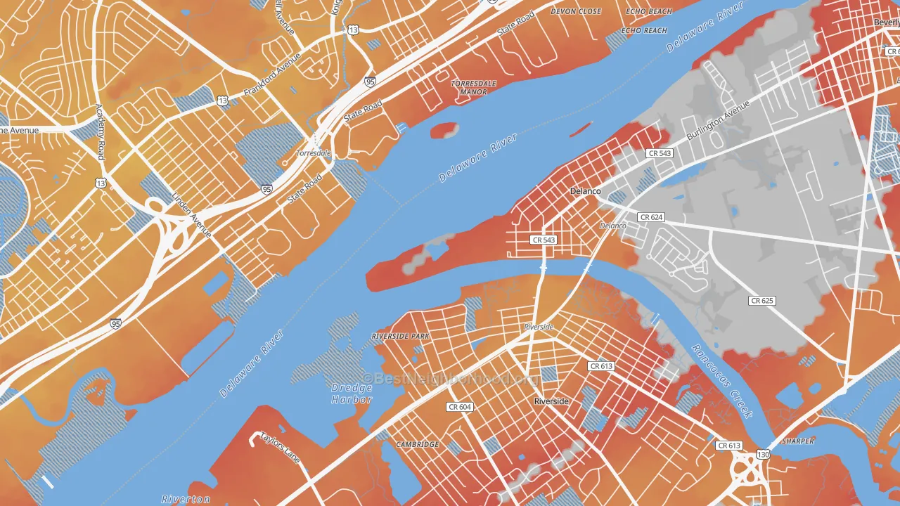 Transit Grade map of Delran, NJ