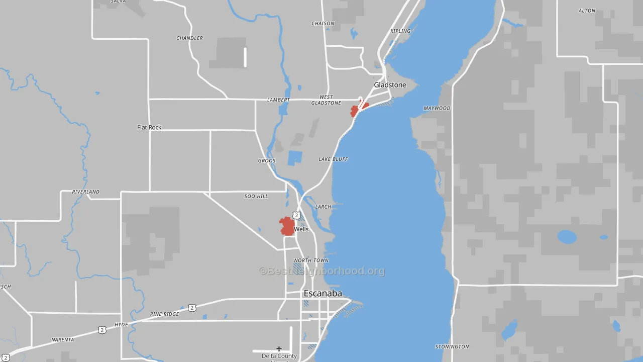 Transit Grade map of Delta County, MI