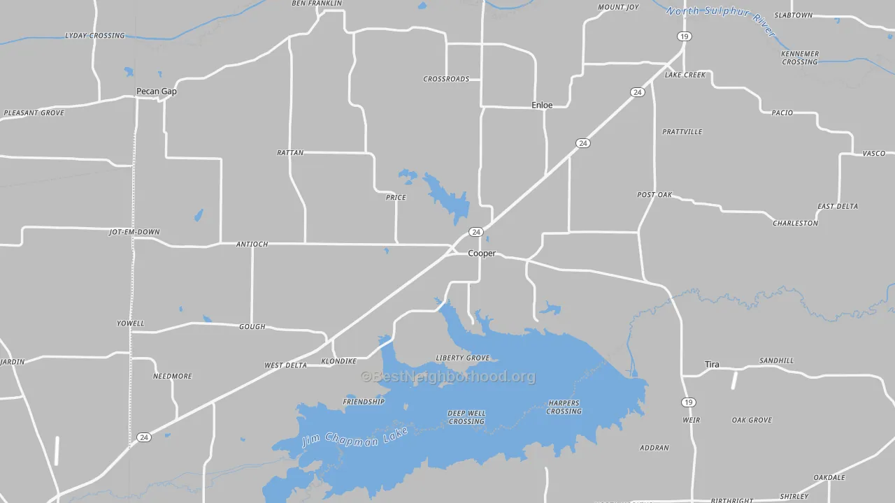 Transit Grade map of Delta County, TX