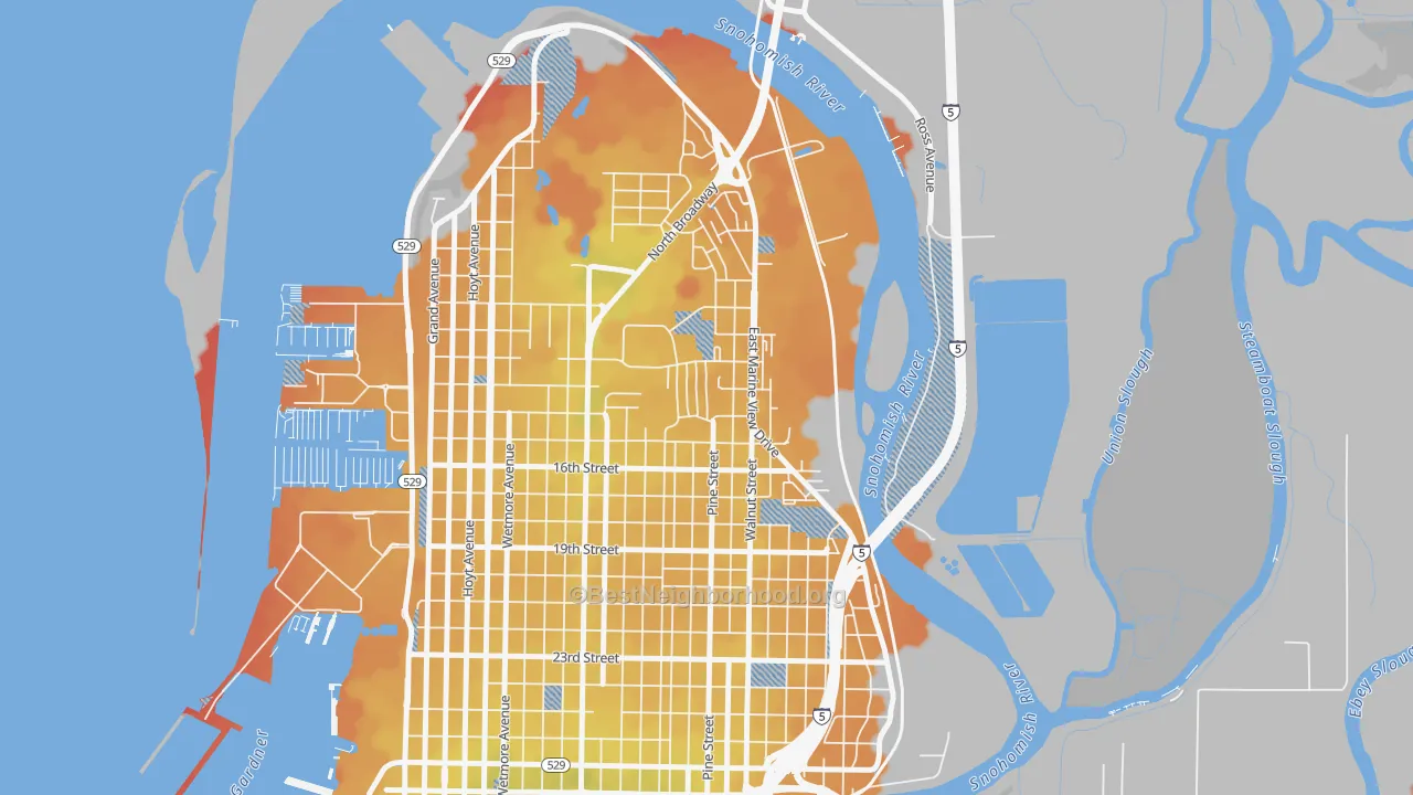 Transit Grade map of Delta, Everett, WA