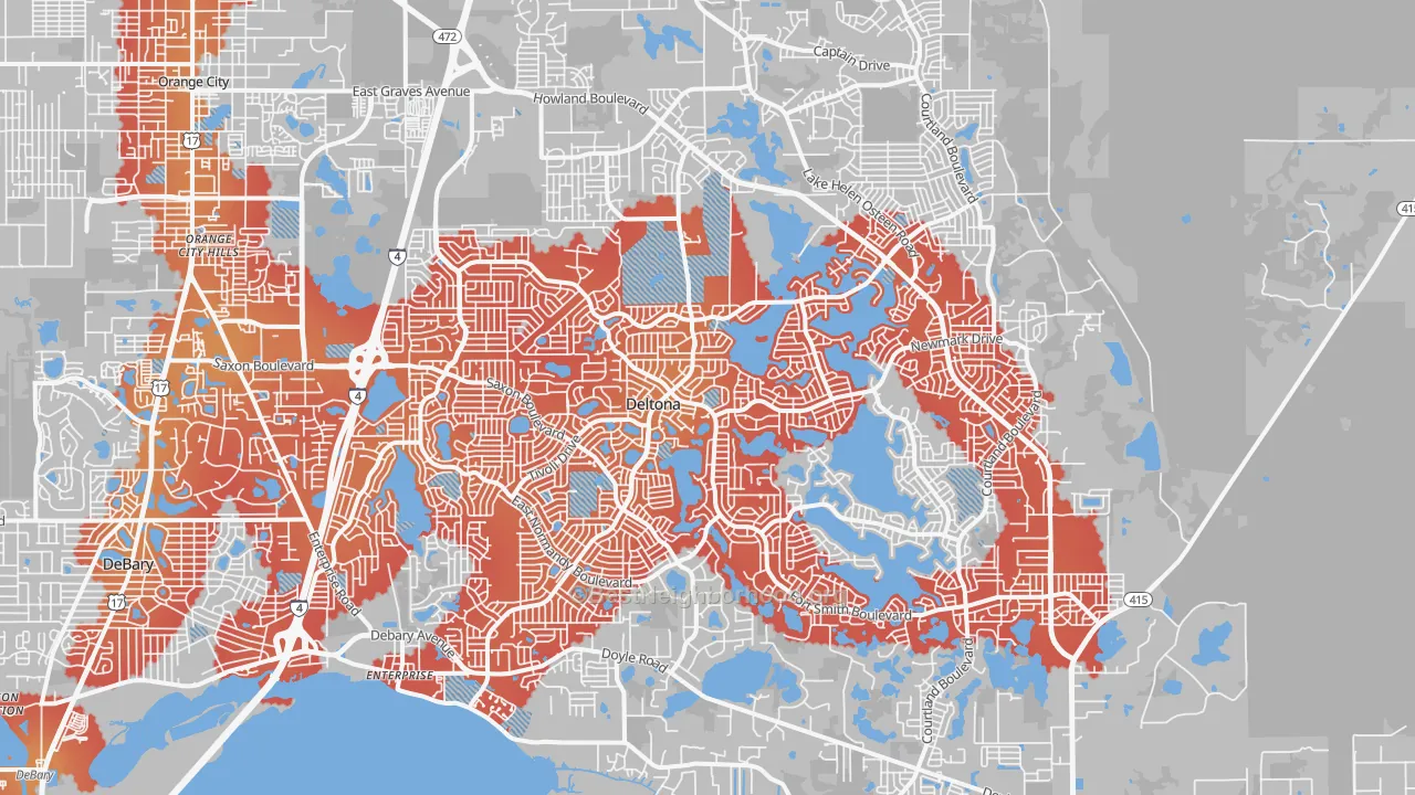 Transit Grade map of Deltona, FL