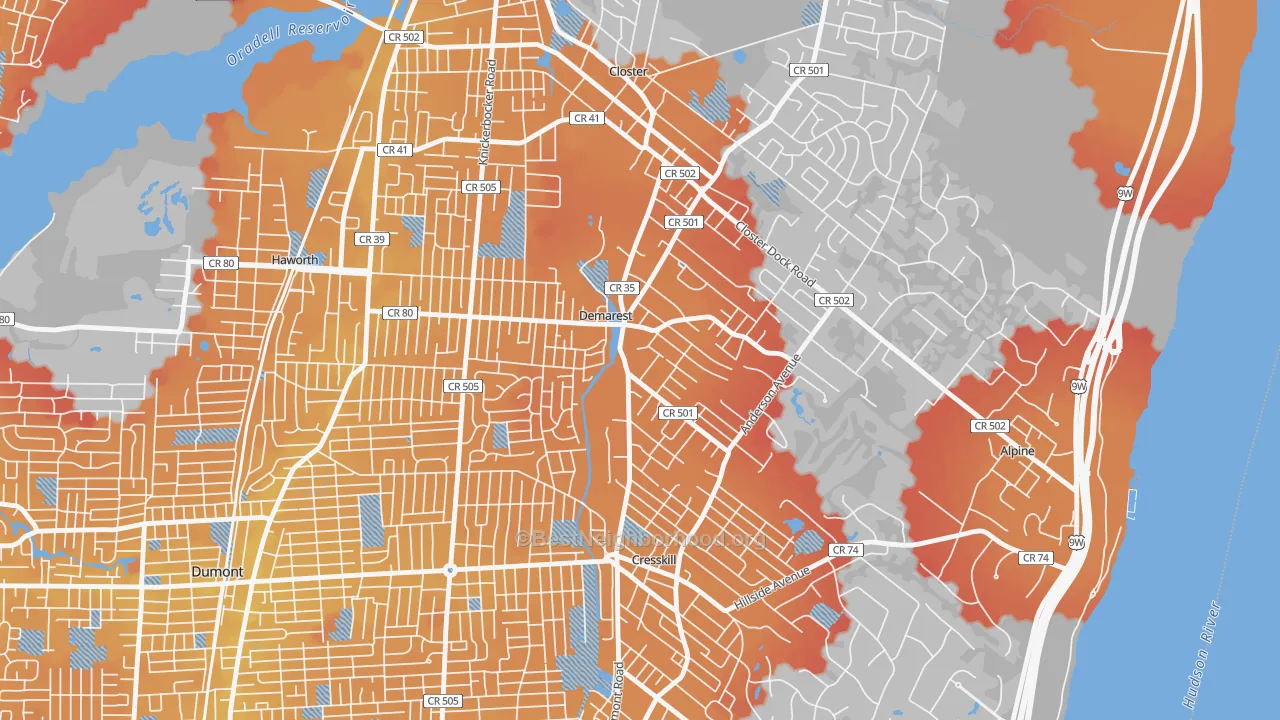 Transit Grade map of DeMarest, NJ