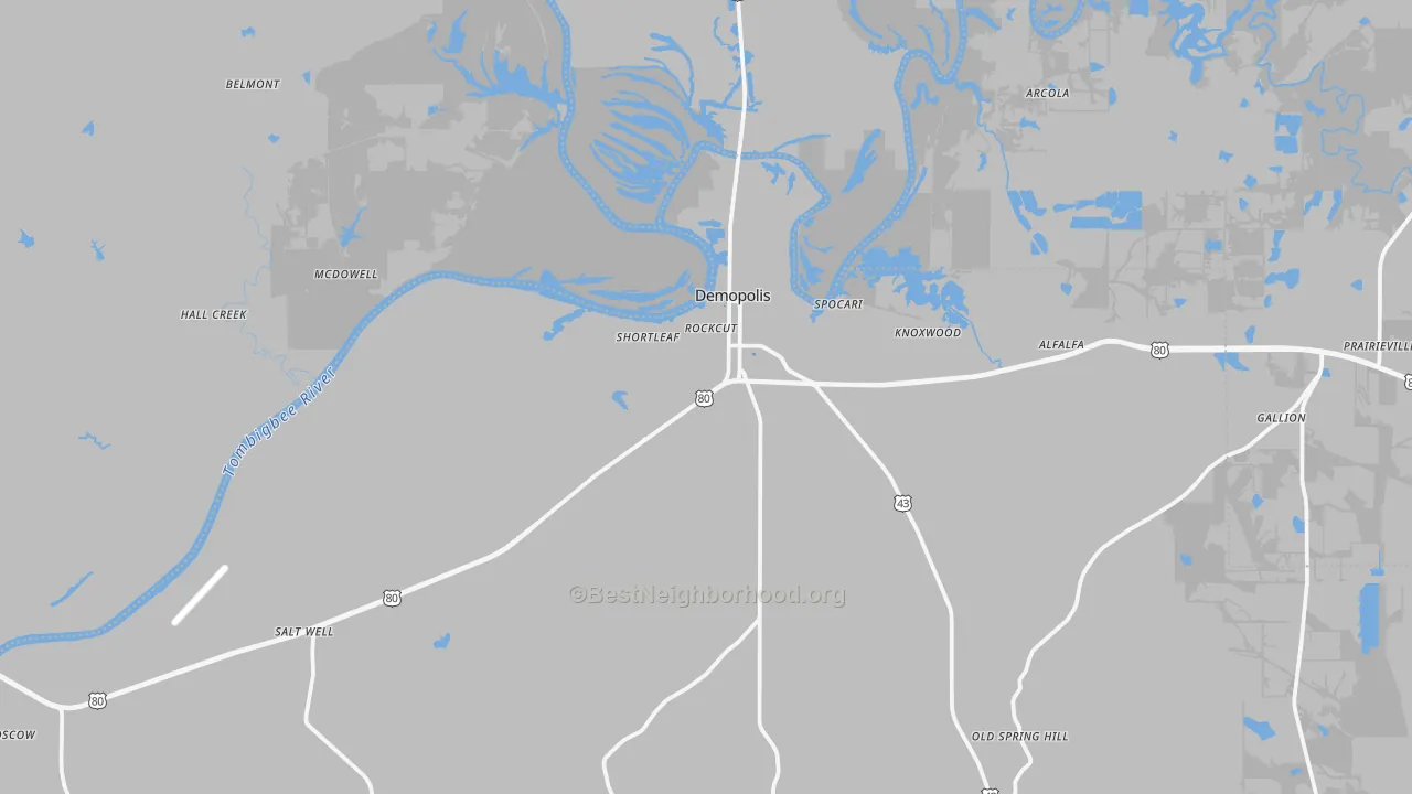 Transit Grade map of Demopolis, AL
