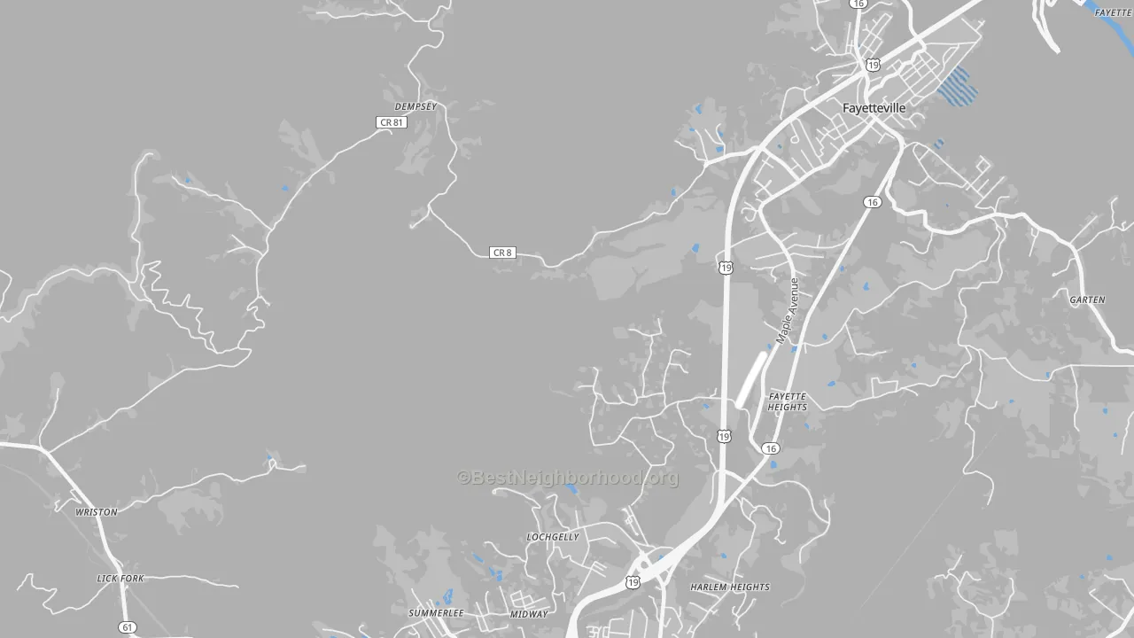 Transit Grade map of Dempsey, WV