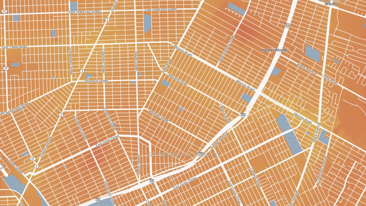 Transit Grade map of Denby, Detroit, MI