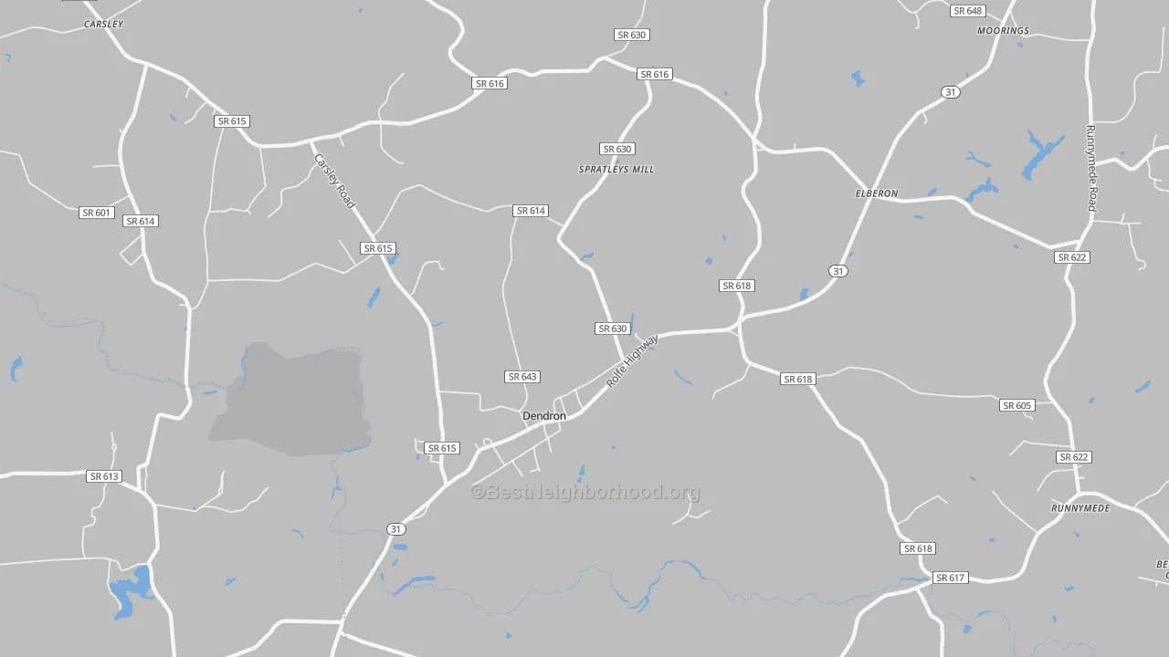 Transit Grade map of Dendron, VA
