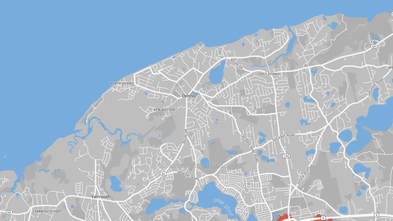 Transit Grade map of Dennis, MA