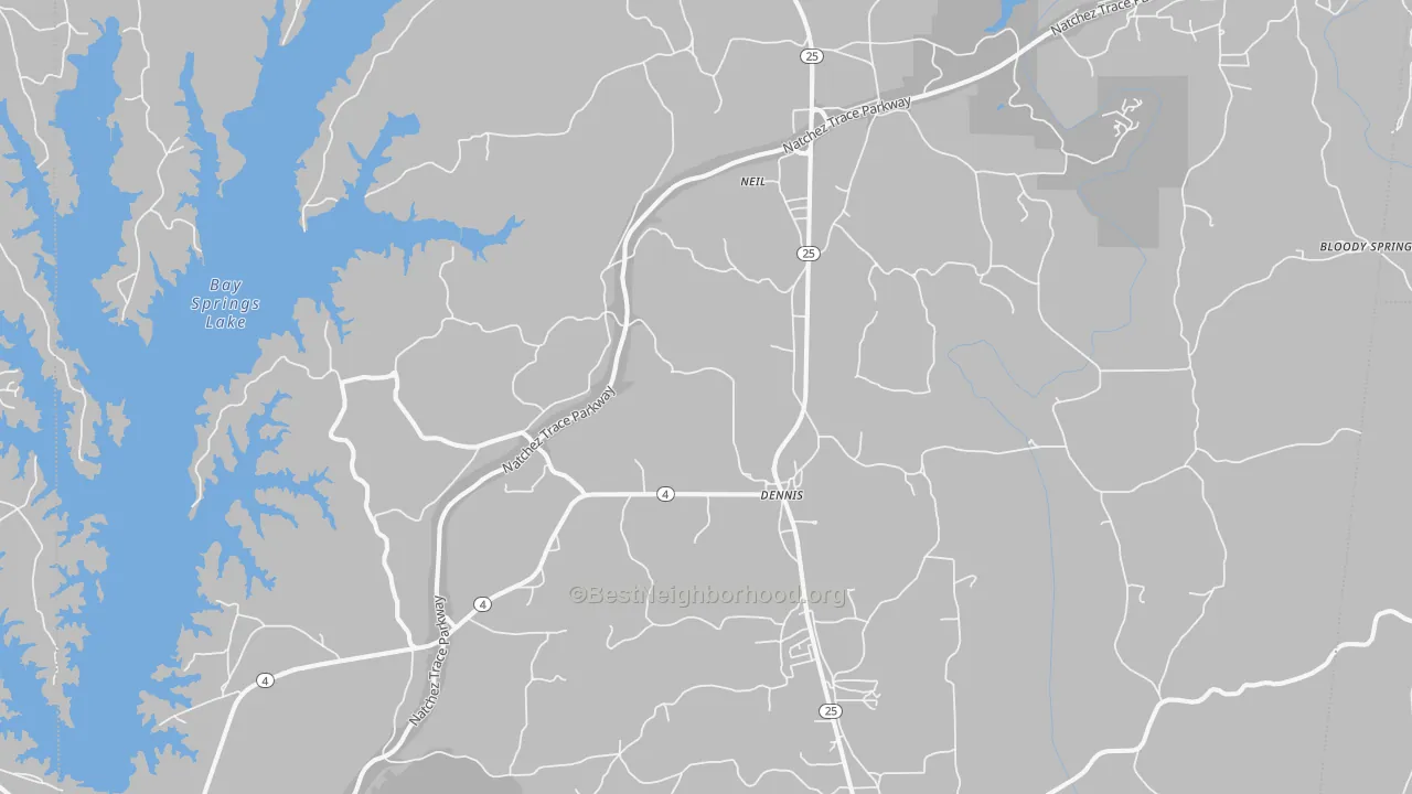 Transit Grade map of Dennis, MS