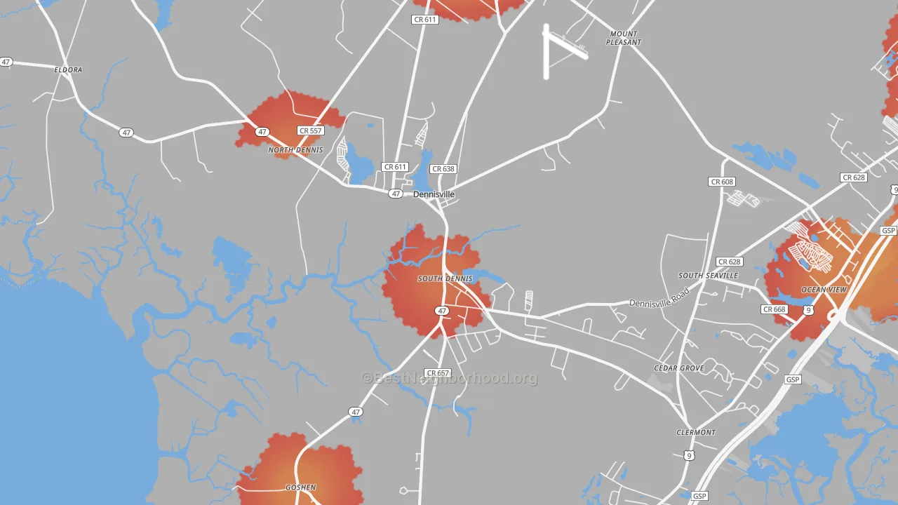 Transit Grade map of Dennisville, NJ