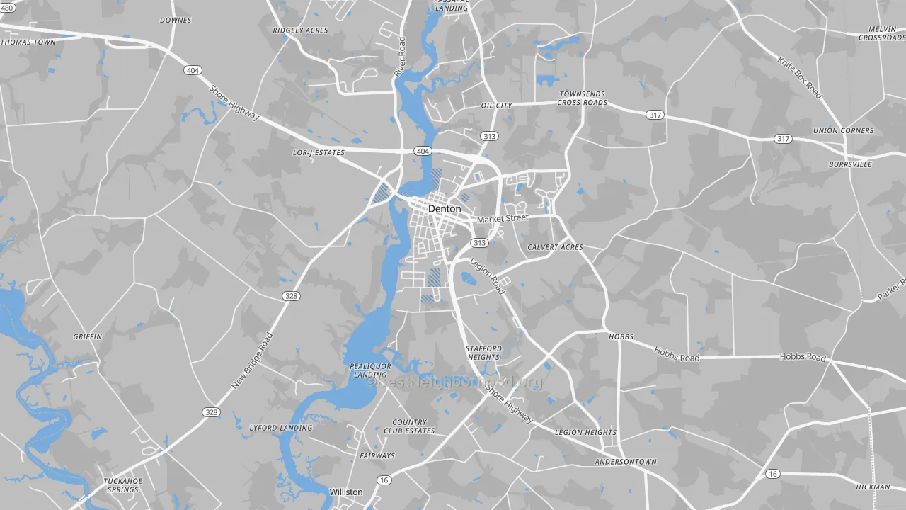 Transit Grade map of Denton, MD