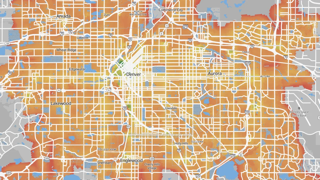 Transit Grade map of Denver, CO