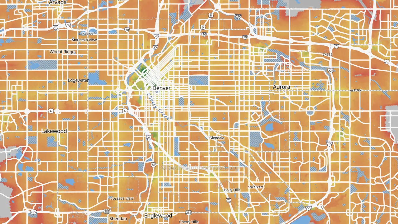 Transit Grade map of Denver County, CO