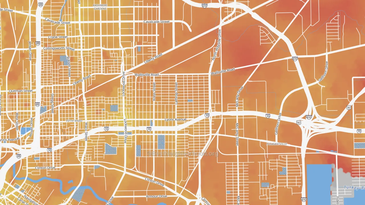 Transit Grade map of Denver Harbor-Port Houston, Houston, TX