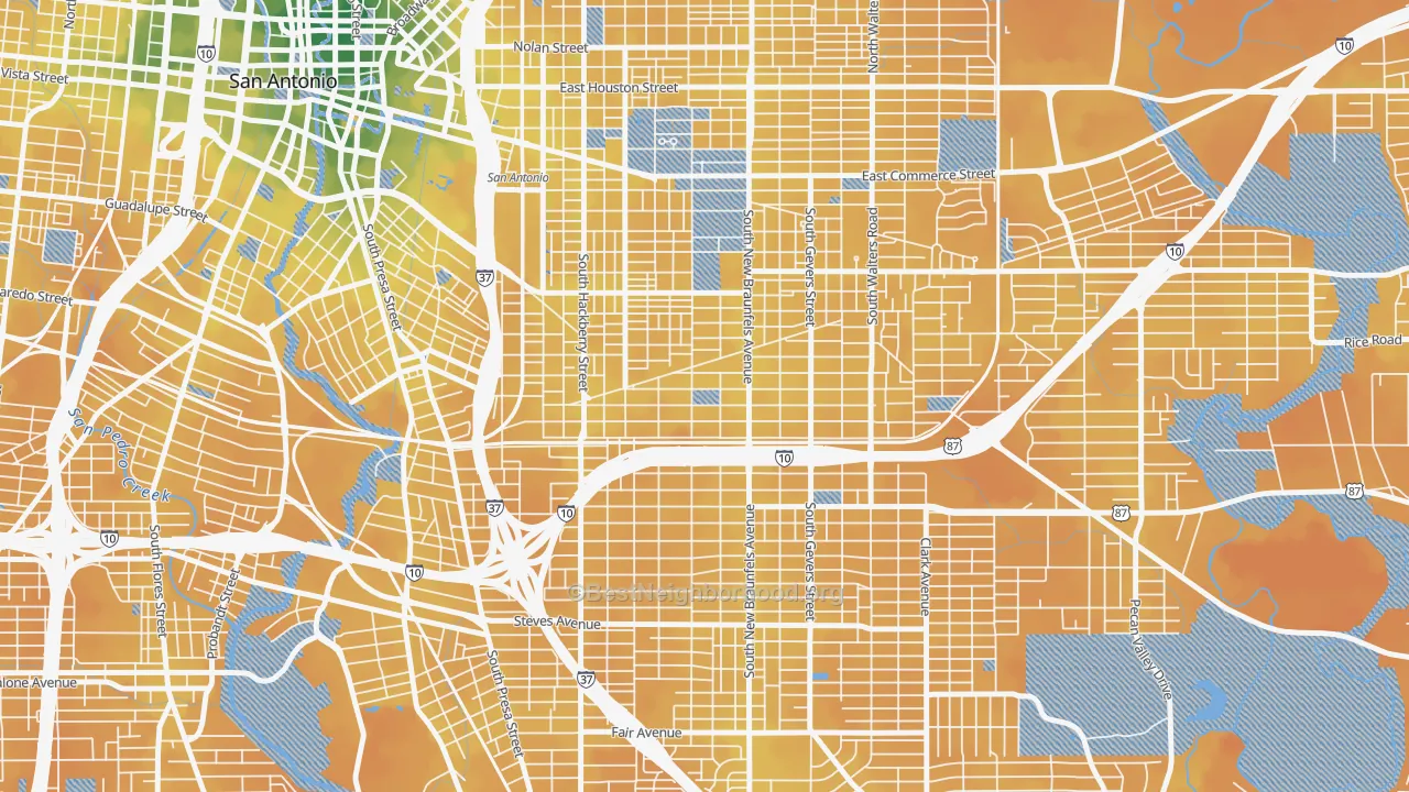 Transit Grade map of Denver Heights, San Antonio, TX