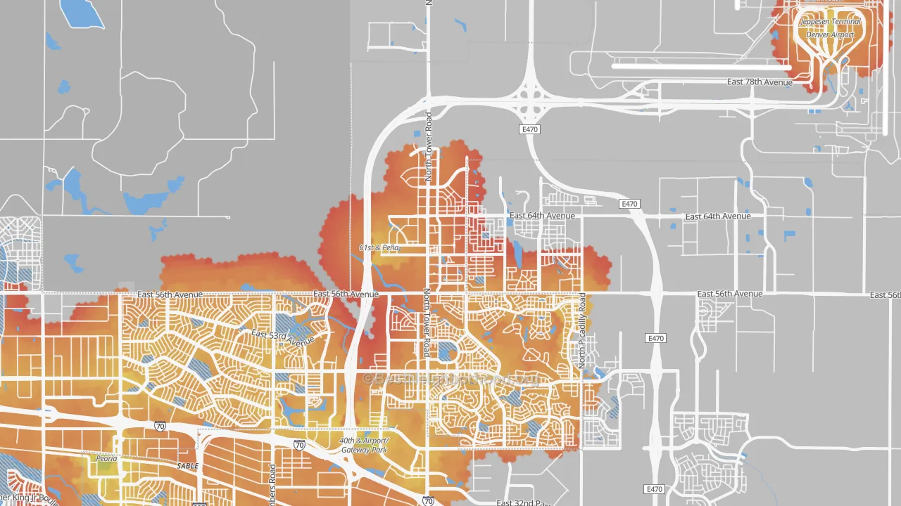 Transit Grade map of Denver International Airport, Denver, CO