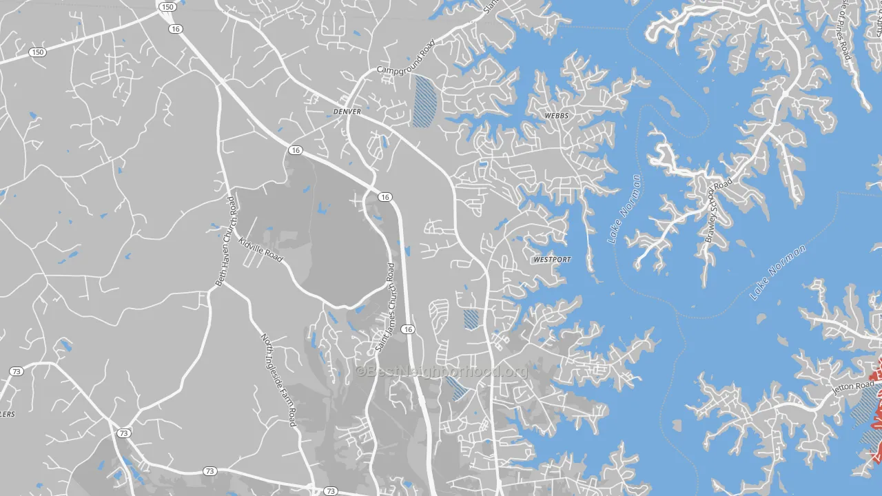 Transit Grade map of Denver, NC