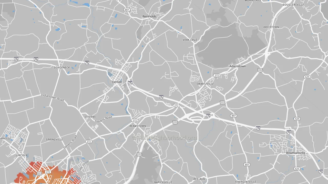 Transit Grade map of Denver, PA
