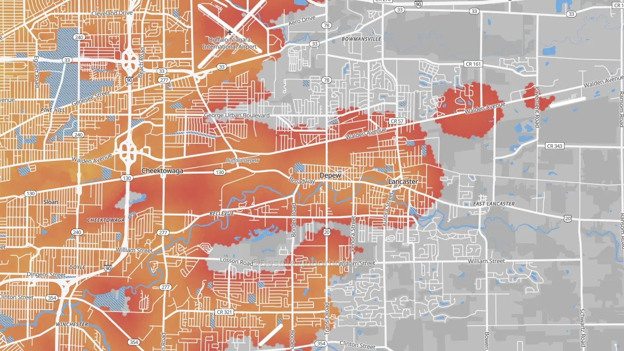 Transit Grade map of DePew, NY