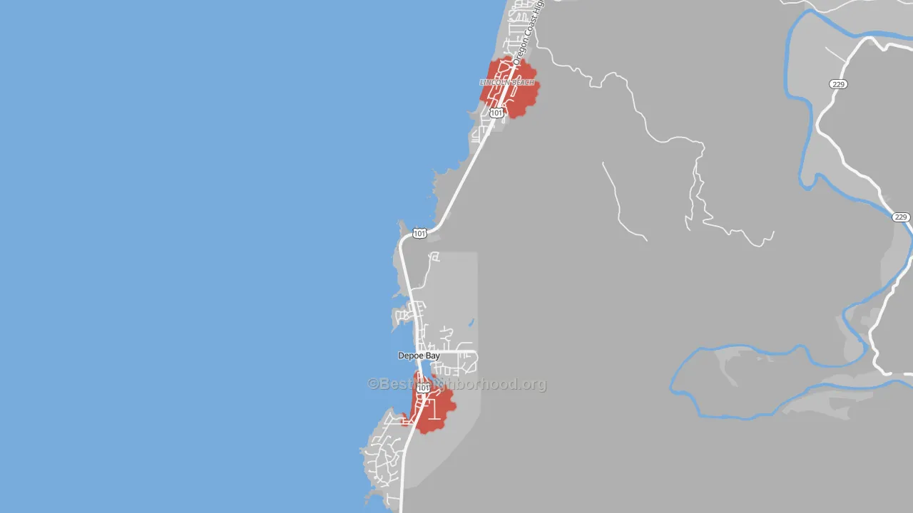 Transit Grade map of Depoe Bay, OR
