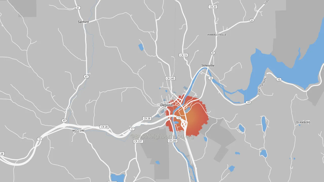 Transit Grade map of Deposit, NY