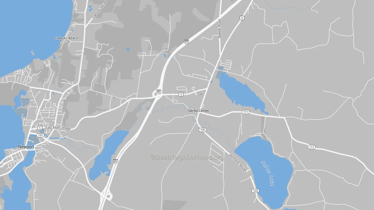 Transit Grade map of Derby Center, VT
