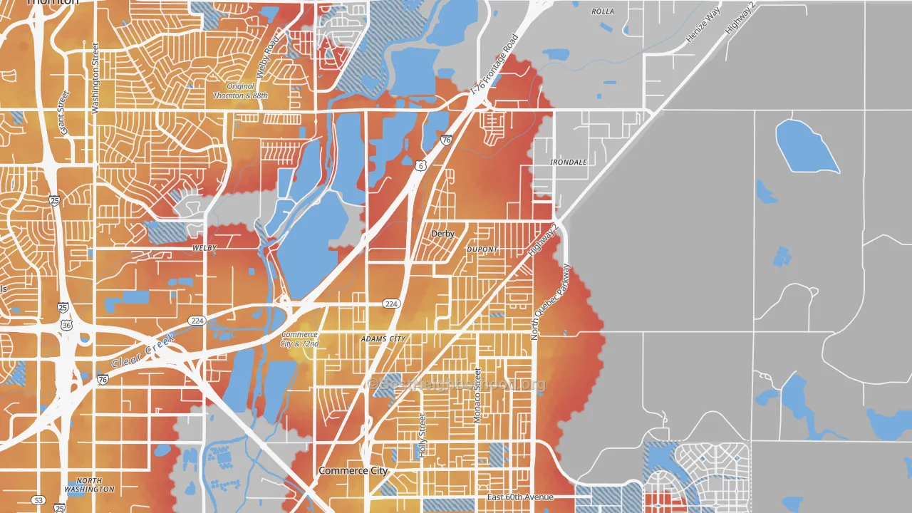 Transit Grade map of Derby, CO