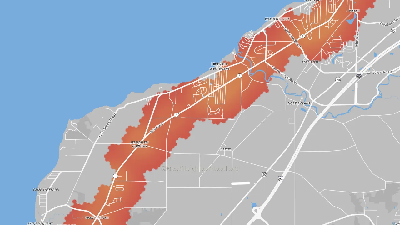 Transit Grade map of Derby, NY