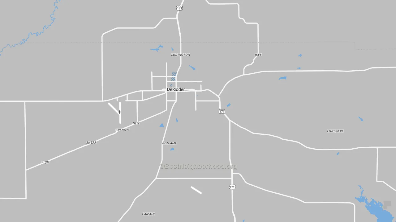 Transit Grade map of Deridder, LA