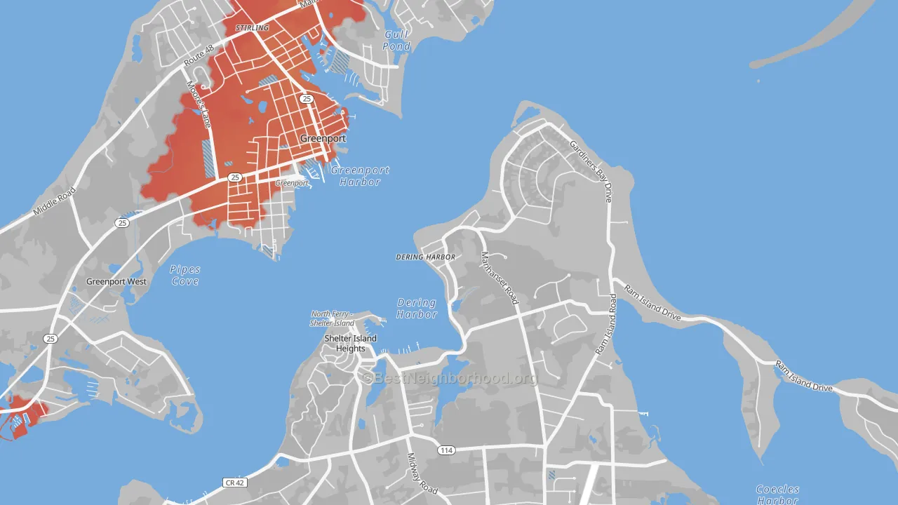 Transit Grade map of Dering Harbor, NY