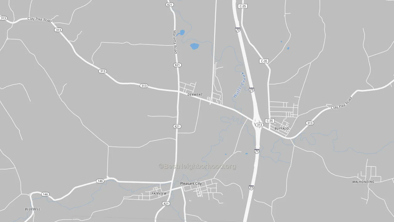Transit Grade map of Derwent, OH