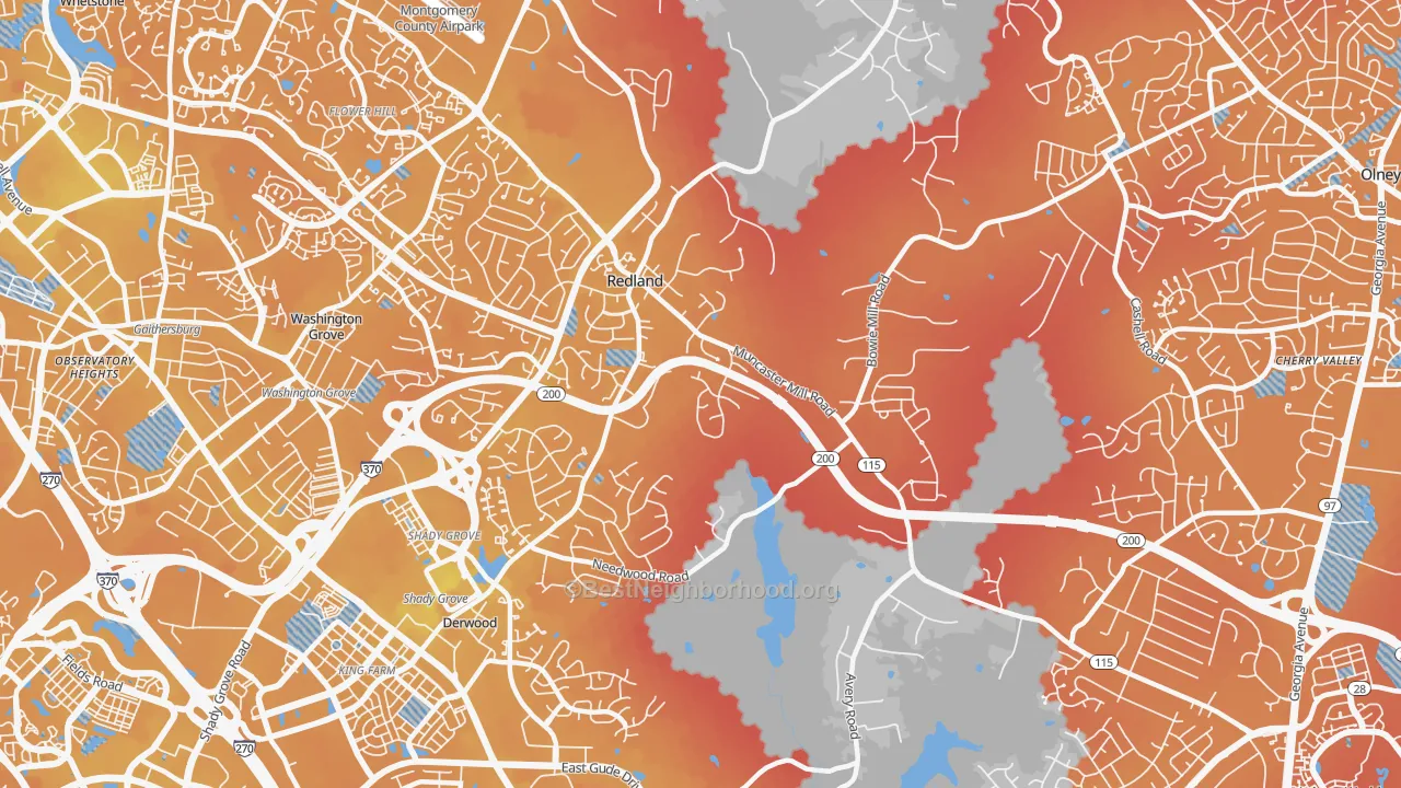 Transit Grade map of Derwood, MD