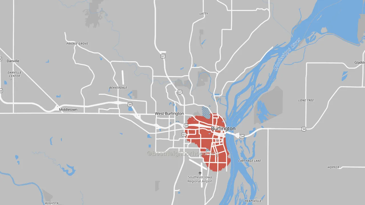 Transit Grade map of Des Moines County, IA