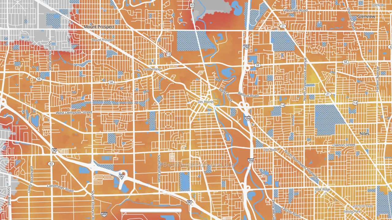 Transit Grade map of Des Plaines, IL