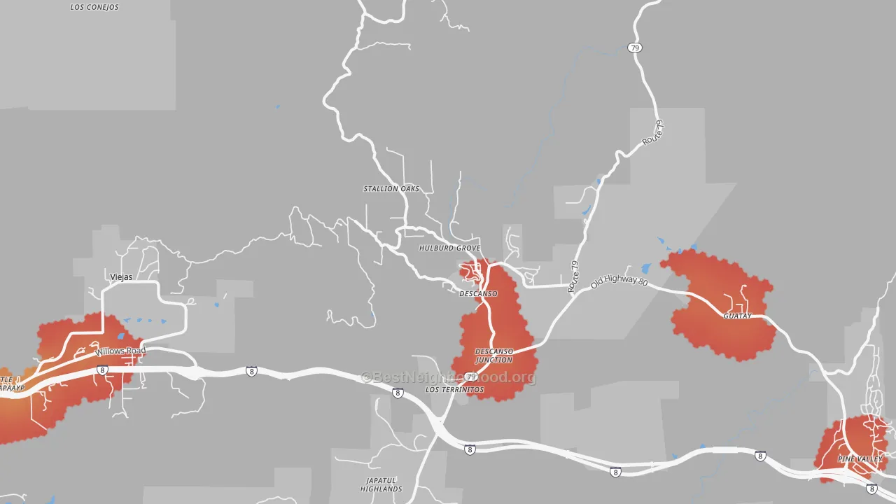 Transit Grade map of Descanso, CA
