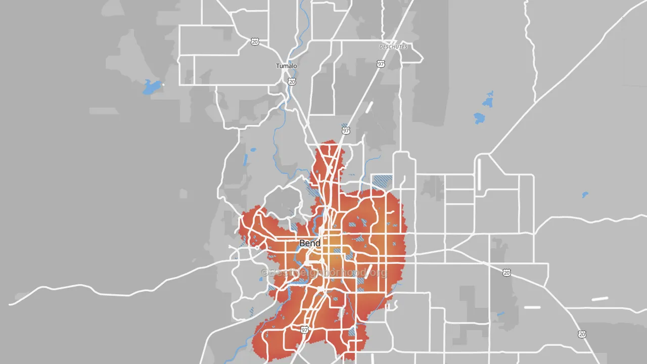 Transit Grade map of Deschutes County, OR