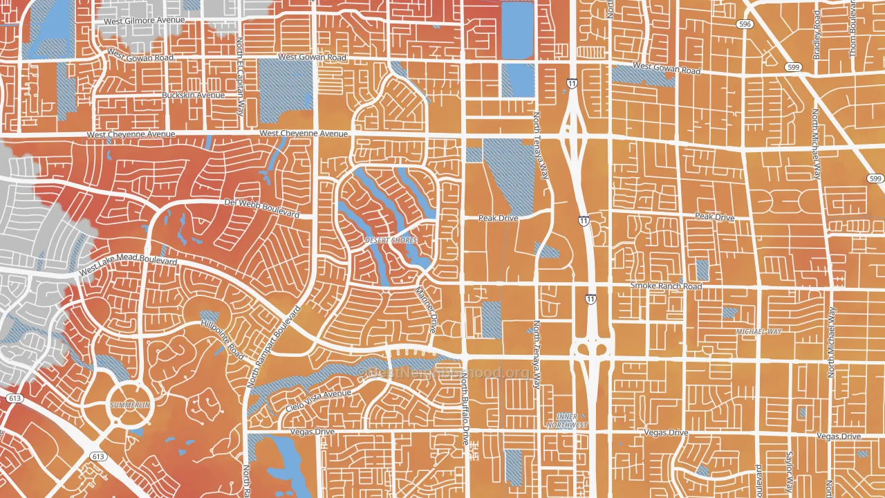 Transit Grade map of Desert Shores, Las Vegas, NV