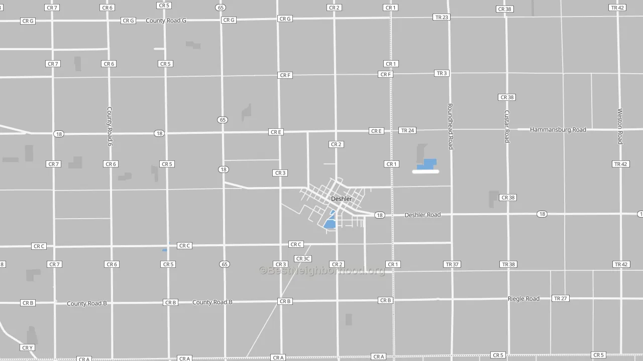 Transit Grade map of Deshler, OH