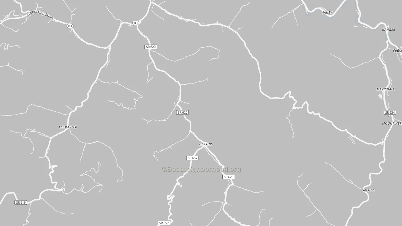 Transit Grade map of Deskins, VA