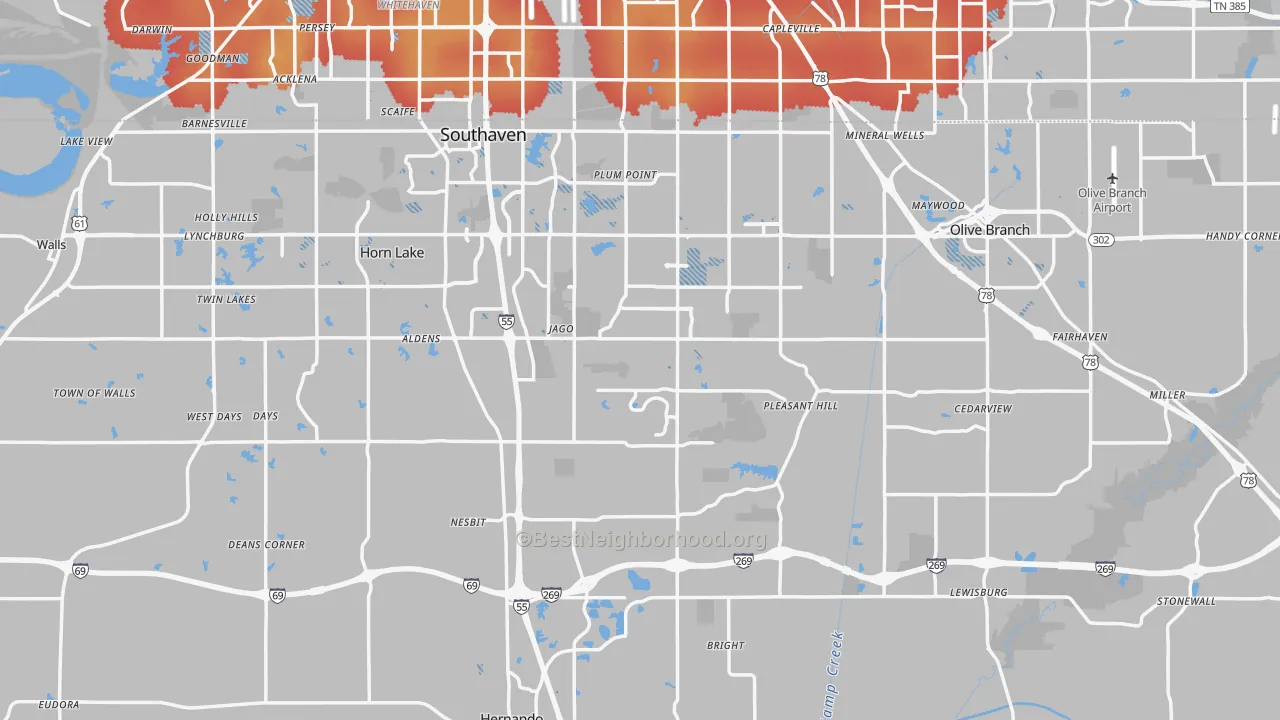 Transit Grade map of DeSoto County, MS