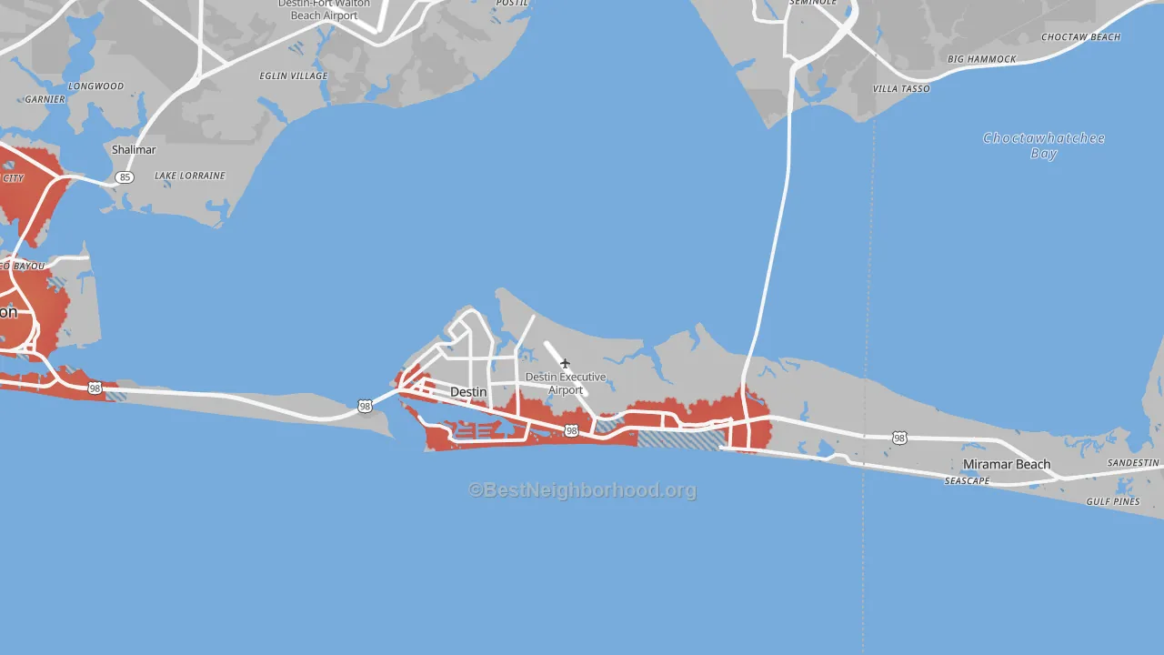 Transit Grade map of Destin, FL